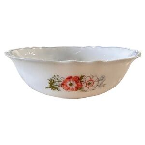 Arcopal France Paradise Cereal Bowl Scalloped White Milk Glass Floral set of 7